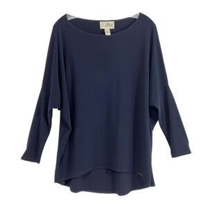 Joseph Ribkoff Tunic Top Blouse 4 Scoop Neck Dolman Sleeve Lagenlook Navy Blue